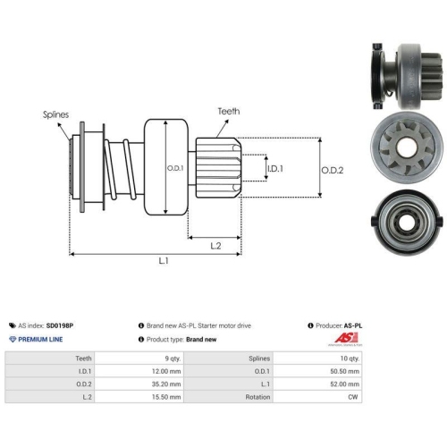 AS-PL Freilaufgetriebe, Starter AS SD0198P
