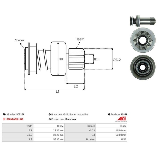 AS-PL Freilaufgetriebe, Starter AS SD0150