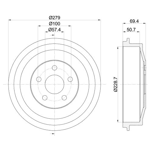 HELLA Bremstrommel 8DT 355 303-101