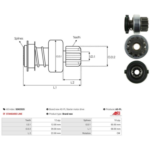 AS-PL Freilaufgetriebe, Starter AS SD0252S