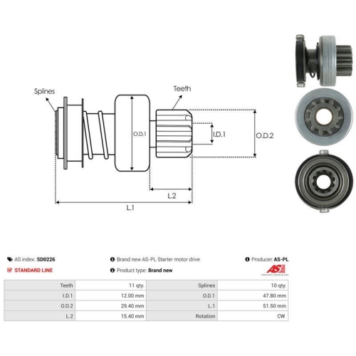 AS-PL Freilaufgetriebe, Starter AS SD0226