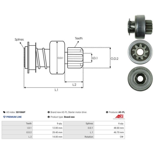 AS-PL Freilaufgetriebe, Starter AS SD1066P