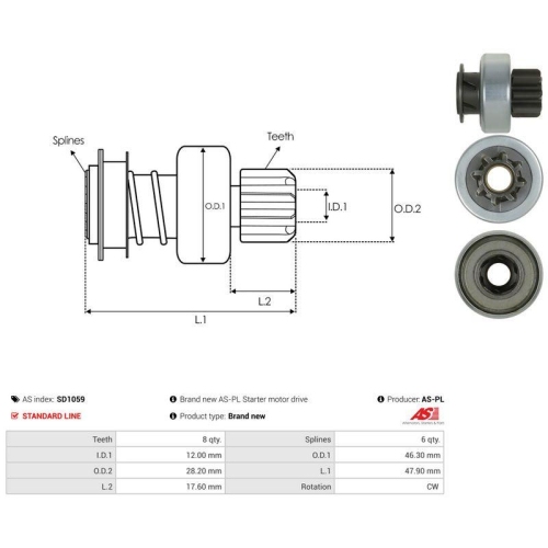 AS-PL Freilaufgetriebe, Starter AS SD1059
