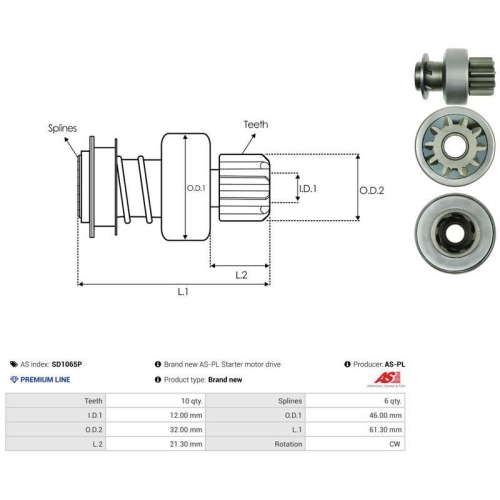 AS-PL Freilaufgetriebe, Starter AS SD1065P