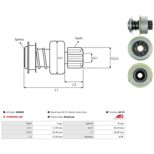 AS-PL Freilaufgetriebe, Starter AS SD0002