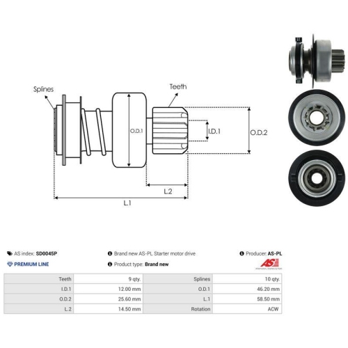 AS-PL Freilaufgetriebe, Starter AS SD0045P