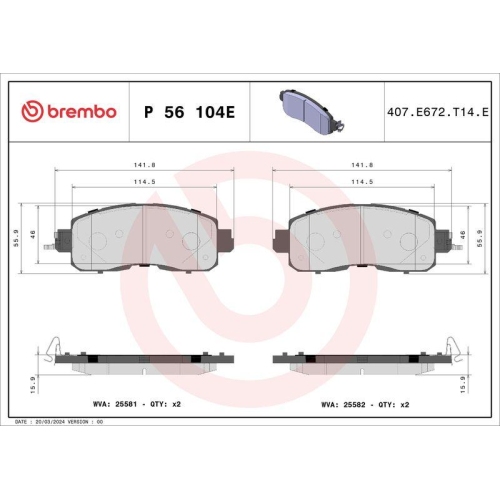 BREMBO Bremsbelagsatz, Scheibenbremse BEYOND LINE - EV P 56 104E