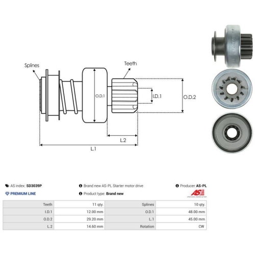 AS-PL Freilaufgetriebe, Starter AS SD3039P