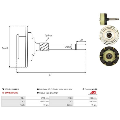 AS-PL Hohlrad, Planetengetriebe (Starter) AS SG3010