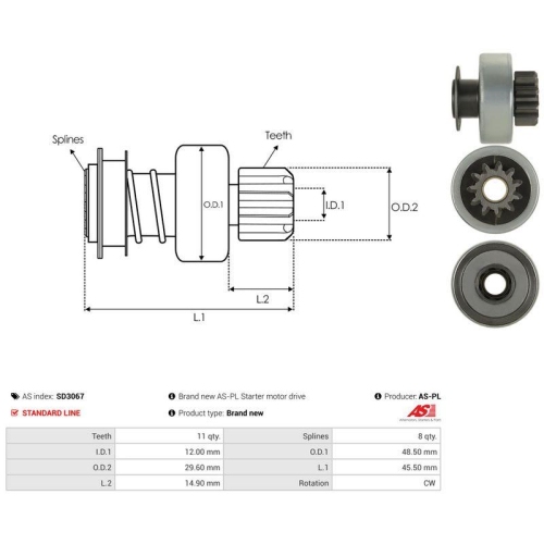AS-PL Freilaufgetriebe, Starter AS SD3067
