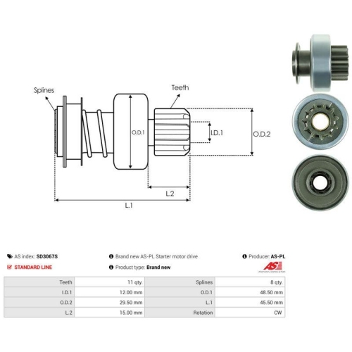 AS-PL Freilaufgetriebe, Starter AS SD3067S