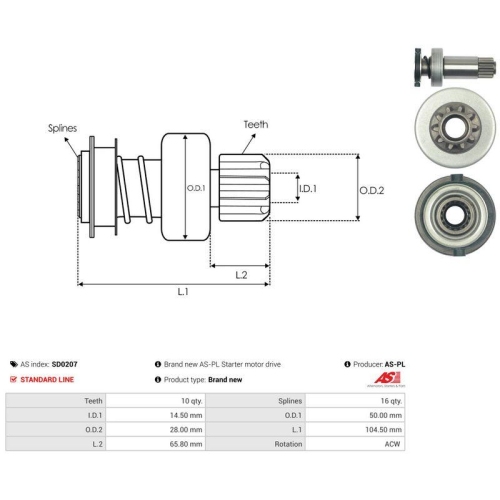 AS-PL Freilaufgetriebe, Starter AS SD0207