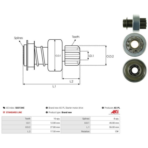 AS-PL Freilaufgetriebe, Starter AS SD3134S