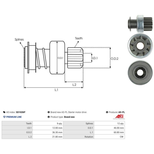 AS-PL Freilaufgetriebe, Starter AS SD1026P