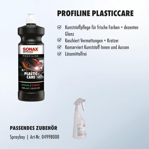 SONAX PROFILINE PlasticCare, Kunststoffpflegemittel 1 Liter 1L 02054050