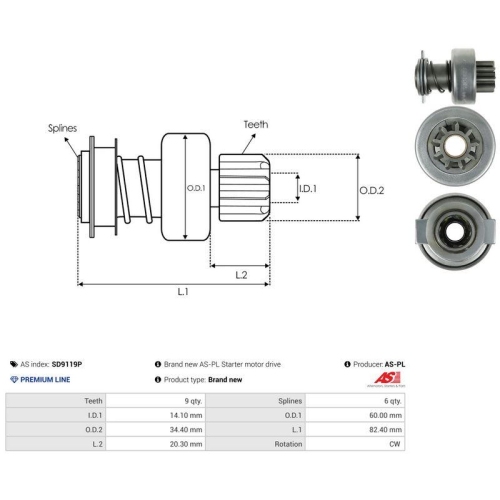 AS-PL Freilaufgetriebe, Starter AS SD9119P