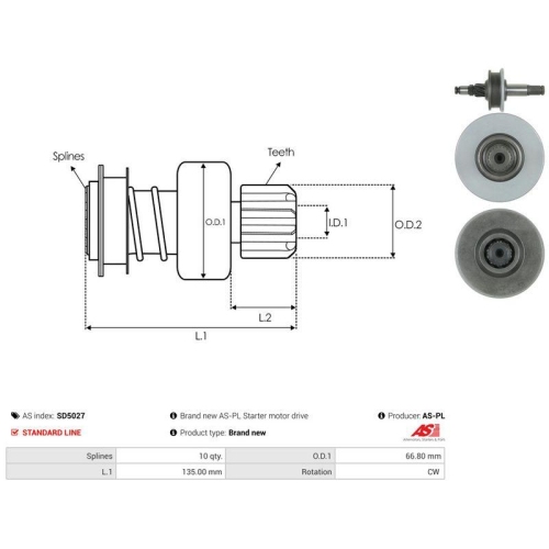 AS-PL Freilaufgetriebe, Starter AS SD5027