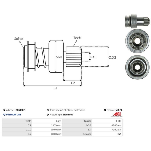 AS-PL Freilaufgetriebe, Starter AS SD5160P