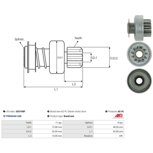 AS-PL Freilaufgetriebe, Starter AS SD3190P