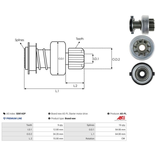 AS-PL Freilaufgetriebe, Starter AS SD0142P
