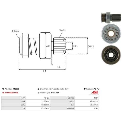 AS-PL Freilaufgetriebe, Starter AS SD5098