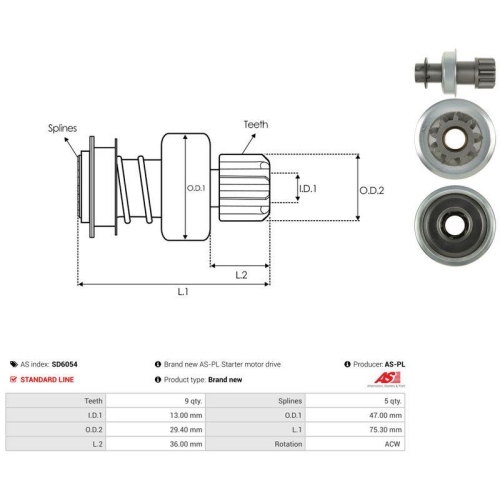 AS-PL Freilaufgetriebe, Starter AS SD6054
