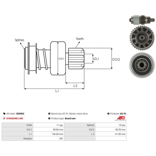 AS-PL Freilaufgetriebe, Starter AS SD6062