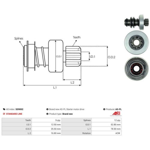 AS-PL Freilaufgetriebe, Starter AS SD9002