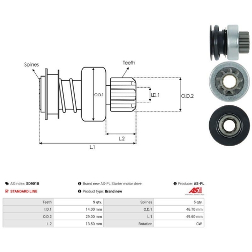 AS-PL Freilaufgetriebe, Starter AS SD9010