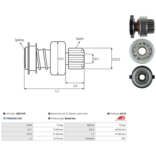 AS-PL Freilaufgetriebe, Starter AS SD0147P