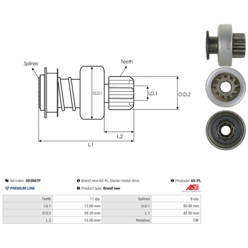 AS-PL Freilaufgetriebe, Starter AS SD3067P