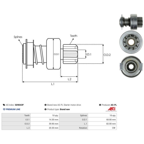 AS-PL Freilaufgetriebe, Starter AS SD9043P