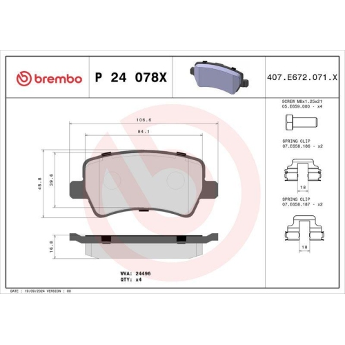 BREMBO Bremsbelagsatz, Scheibenbremse XTRA LINE P 24 078X