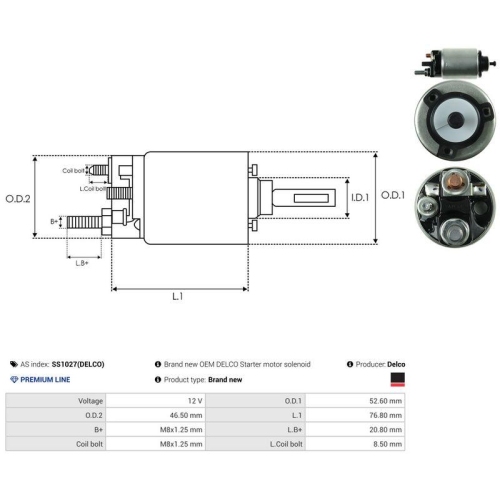 AS-PL Magnetschalter, Starter Delco SS1027(DELCO)