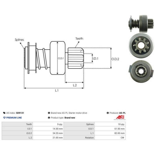 AS-PL Freilaufgetriebe, Starter AS SD9131