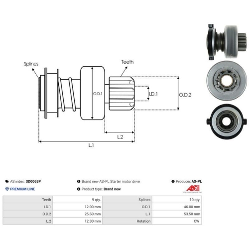 AS-PL Freilaufgetriebe, Starter AS SD0063P