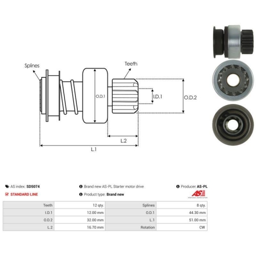 AS-PL Freilaufgetriebe, Starter AS SD5074