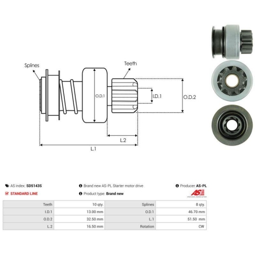 AS-PL Freilaufgetriebe, Starter AS SD5143S