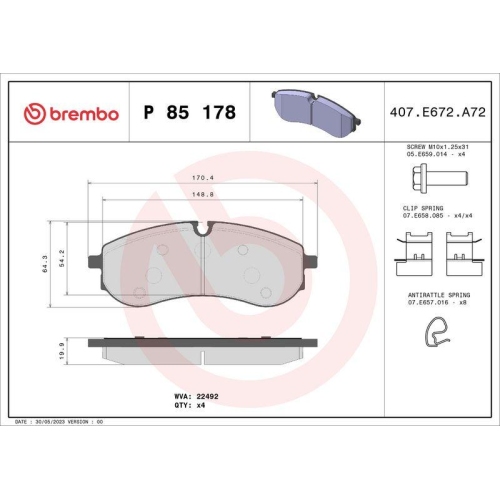 BREMBO Bremsbelagsatz, Scheibenbremse PRIME LINE P 85 178