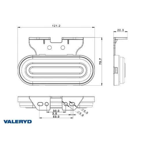 LED Seitenmarkierungsleuchte Valeryd 121,2x78,7x22,3mm 12-36V Gelb, 0,5m Kabel