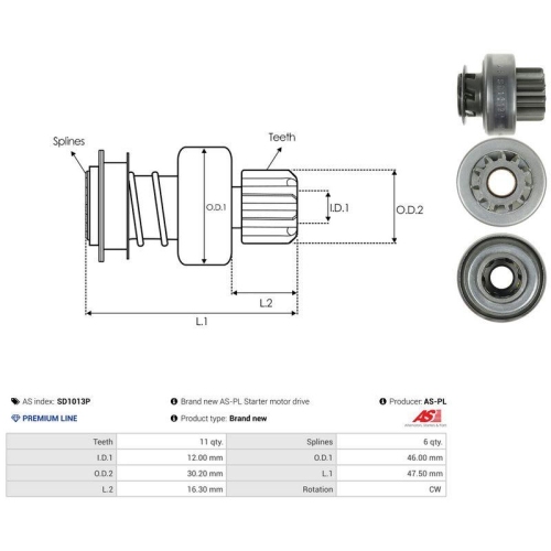AS-PL Freilaufgetriebe, Starter AS SD1013P