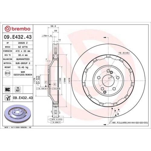 BREMBO Bremsscheibe PRIME LINE - Dual Cast 09.E432.43