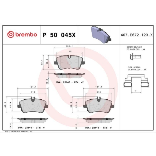 BREMBO Bremsbelagsatz, Scheibenbremse XTRA LINE P 50 045X