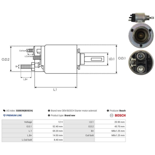 AS-PL Magnetschalter, Starter Bosch SS0039(BOSCH)
