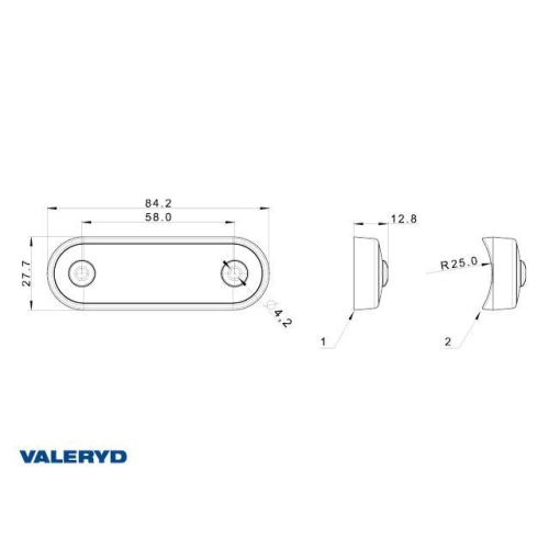 LED Seitenmarkierungsleuchte Valeryd 84,2x27,7x12,8mm Gelb 12-36V je 15cm Kabel