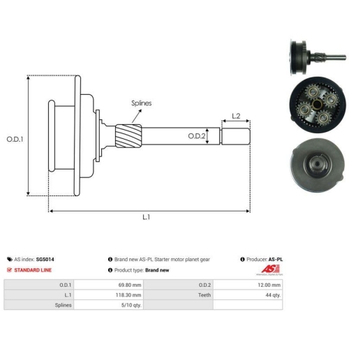 AS-PL Hohlrad, Planetengetriebe (Starter) AS SG5014