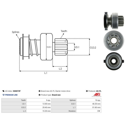 AS-PL Freilaufgetriebe, Starter AS SD0073P