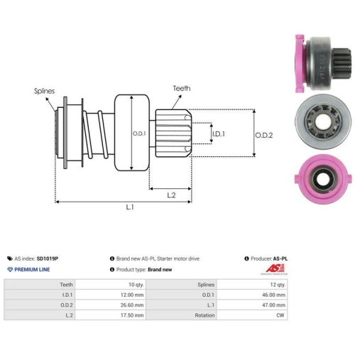 AS-PL Freilaufgetriebe, Starter AS SD1019P