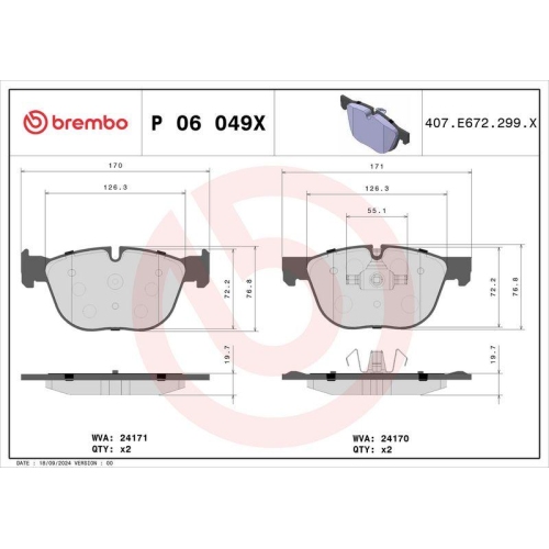 BREMBO Bremsbelagsatz, Scheibenbremse XTRA LINE P 06 049X