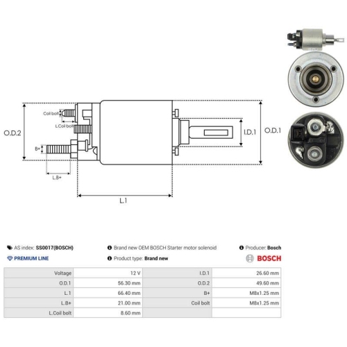 AS-PL Magnetschalter, Starter Bosch SS0017(BOSCH)